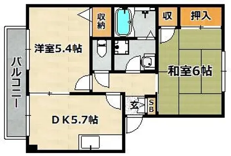 サザン五葉A棟【2階】の間取り