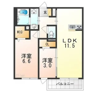 リヴィエール桜之町東【2階】の間取り
