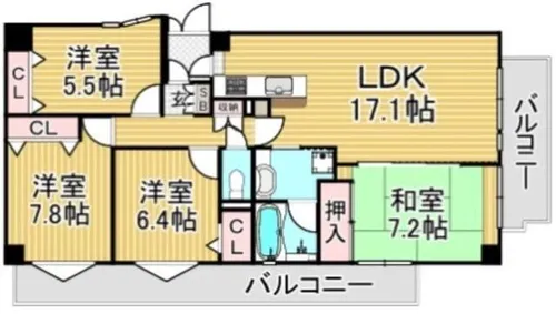 福岡県春日市大谷3丁目【マンション】の間取り