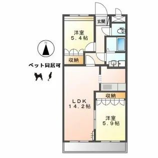 ペティハウス ロベリア【2階】の間取り