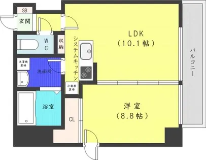 アルファスクエア南4条東【7階】の間取り