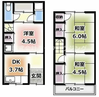 大阪府四條畷市江瀬美町【テラスハウス】の間取り