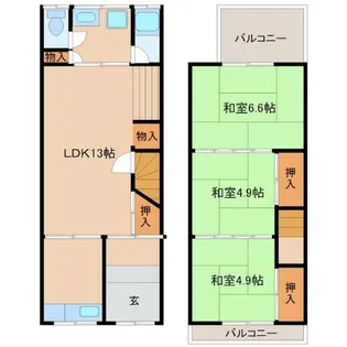 兵庫県尼崎市大庄北3丁目【テラスハウス】の間取り