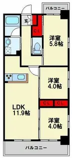 コンダクトレジデンスANO【8階】の間取り