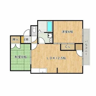 大阪府大阪狭山市東池尻5丁目【アパート】の間取り