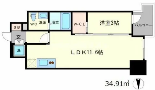 セレニテ本町グランデ【9階】の間取り