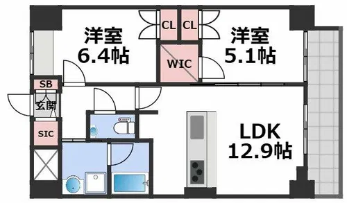 グランドレッセ今里【1階】の間取り
