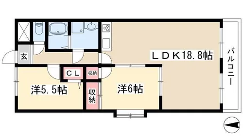 リバーパーク植田東【6階】の間取り