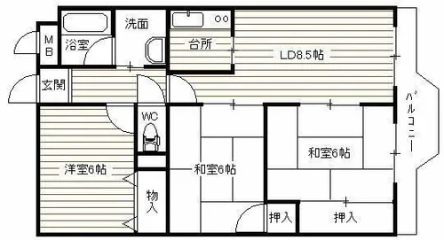 ハイツゴールド【203号室】の間取り