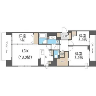 クレアホームズ札幌医大前プレステージ【13階】の間取り