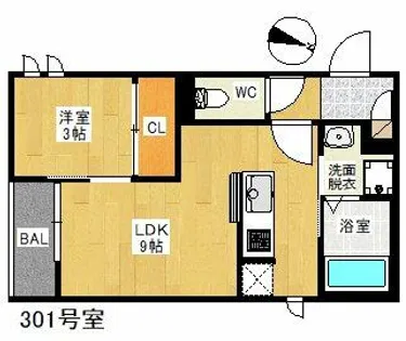 Regalest Piece 筑紫通り【3階】の間取り