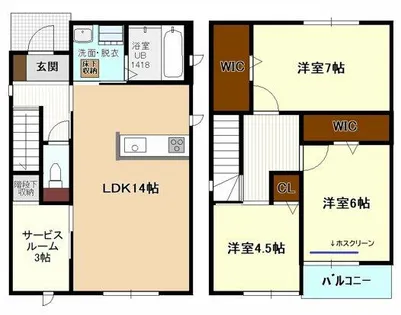 愛知県あま市甚目寺五位田【一戸建】の間取り