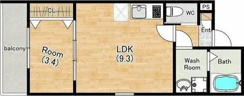 ジーメゾンエトワール和泉大宮【203号室】の間取り
