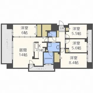 札幌桑園ミッドテラスステーションサイド【4階】の間取り