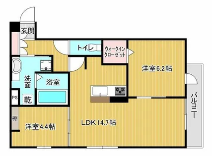 トリシア遠里小野【2階】の間取り