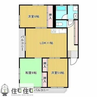 レーベン美里【101号室】の間取り