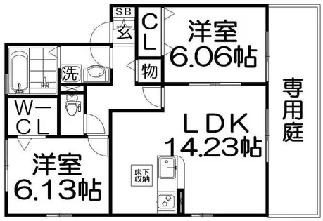 ルミエール東中振C棟【1階】の間取り