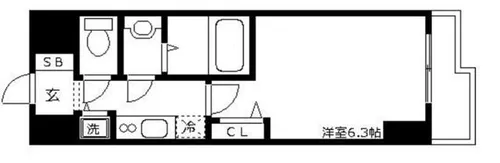 エス・キュート京町堀【9階】の間取り