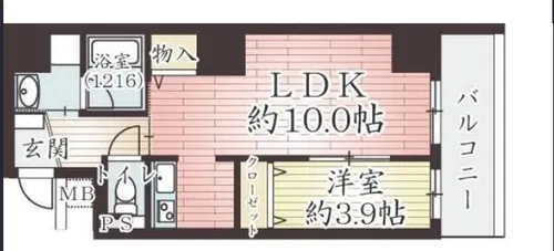 1LDKの間取り画像