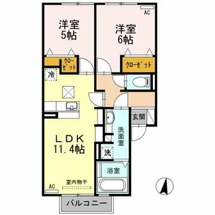 ラ・トゥール・アマ NORTH【102号室】の間取り