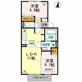 ラ・トゥール・アマ SOUTH【102号室】の間取り