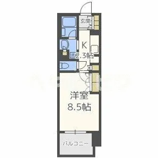 パークアクシス大阪新町【1203号室】の間取り