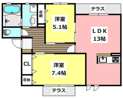 VILLAGIO 光(ヴィラジオヒカリ)【102号室】の間取り