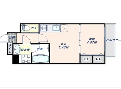 1DKの間取り画像