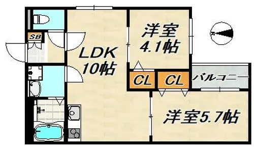 D porta violet【3階】の間取り
