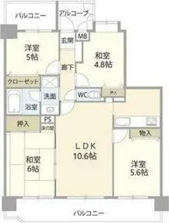ライオンズマンション一宮白旗通【5階】の間取り
