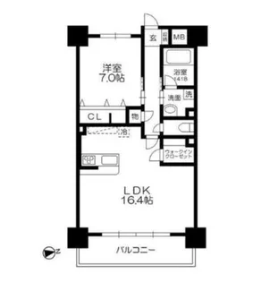 1LDKの間取り画像