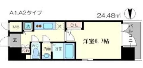 大阪府大阪市中央区瓦屋町1丁目【マンション】の間取り