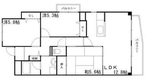 コーポ青山Ⅲ【5階】の間取り
