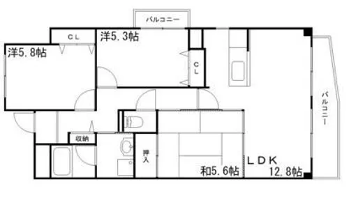 コーポ青山Ⅲ【5階】の間取り