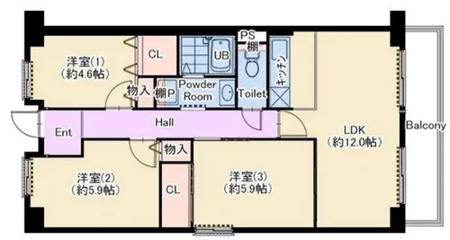 大阪府堺市北区長曽根町【マンション】の間取り