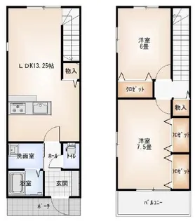 大阪府堺市北区新堀町1丁【テラスハウス】の間取り