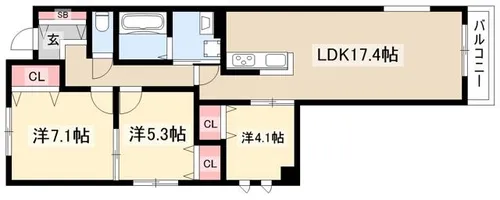 高見貸家【101号室】の間取り