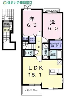 愛知県岡崎市宇頭町字向山【アパート】の間取り
