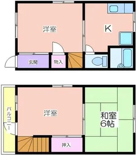 オクヒラハイツ【1-I号室】の間取り