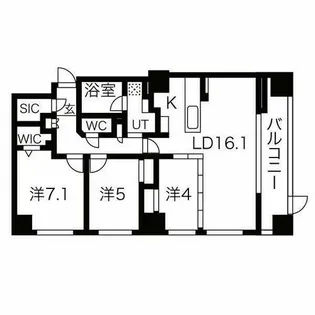 ラ・クラッセ札幌ステーションルミエール【5階】の間取り