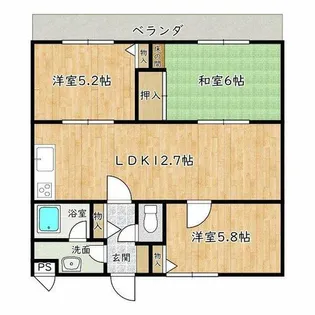 大阪府堺市中区深阪2丁【マンション】の間取り
