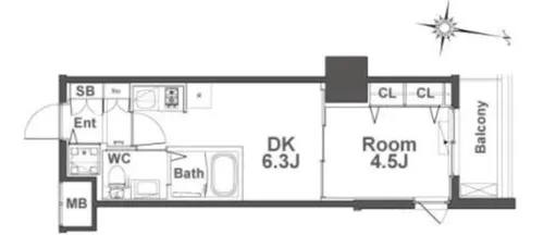TLRレジデンス本町WEST【3階】の間取り