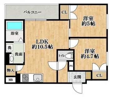 クリエオーレ田辺【2階】の間取り