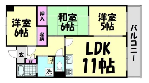 大阪府泉佐野市日根野【マンション】の間取り