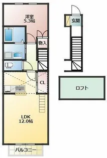 L’s COURT【2C号室】の間取り