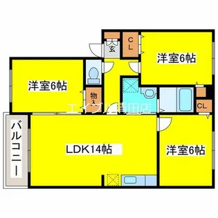 ヌーヴェルメゾン21【202号室】の間取り