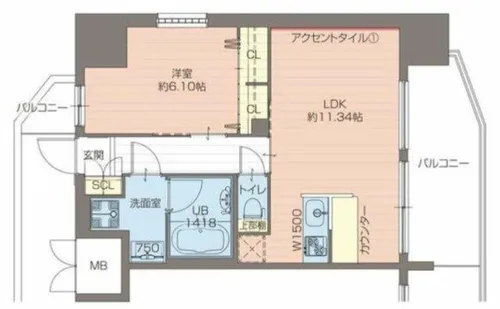 プレジオ都島ASIAN【4階】の間取り