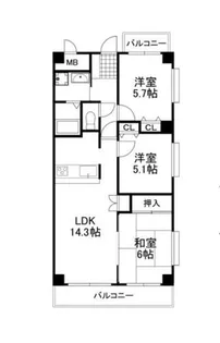 大阪府堺市北区常磐町3丁【マンション】の間取り