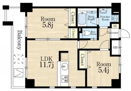 兵庫県西宮市弓場町【マンション】の間取り