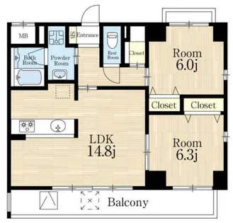 兵庫県西宮市弓場町【マンション】の間取り